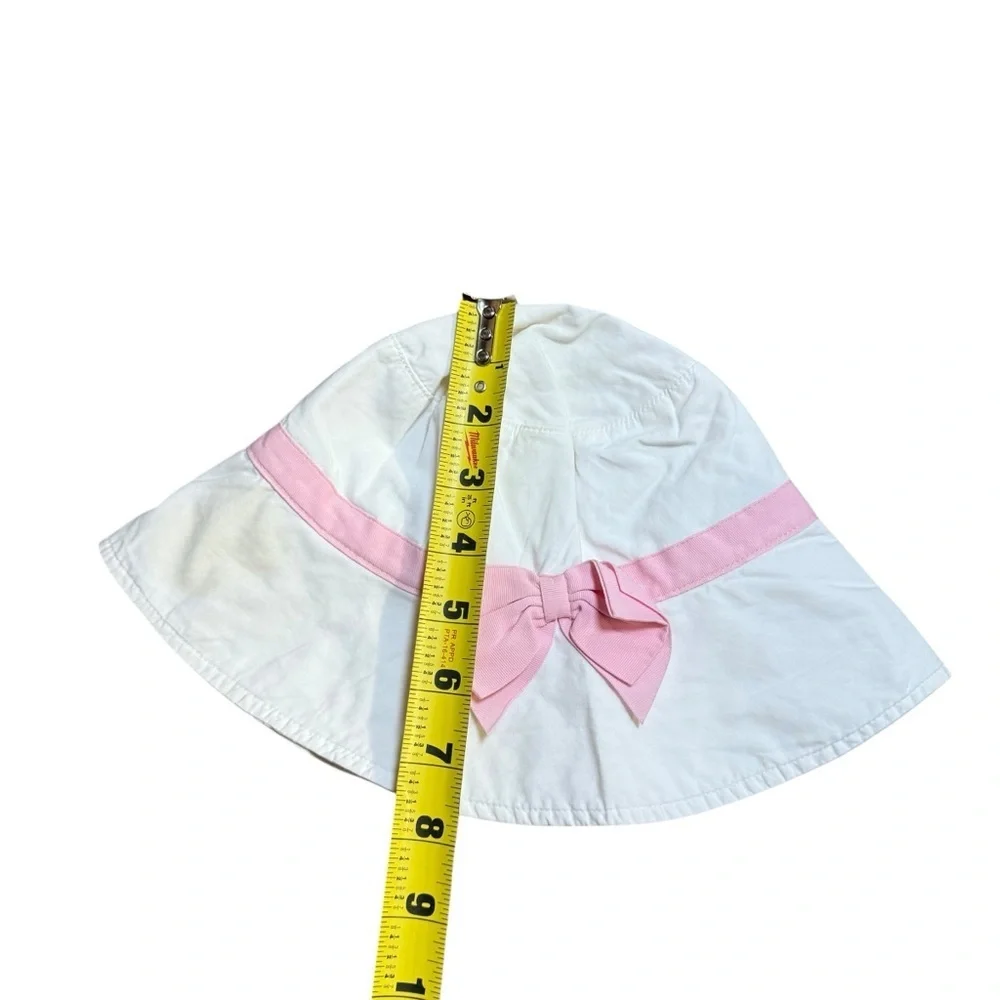 Janie and Jack Girls White Sun Hat w/ Pink Bow 4–5Y